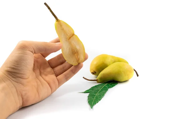 Pear Hand Isolated White Background — Stock Photo, Image