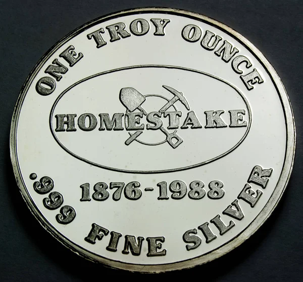1988 Homestake Mining Company One Troy Ounce Silver Chumbo Dakota — Fotografia de Stock