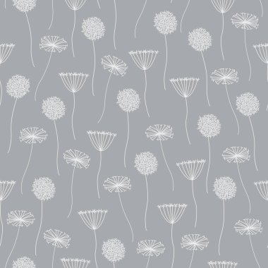 Vektör Koyu Gri Gri Soyut Karahindiba Dikişsiz Tekrar Desen