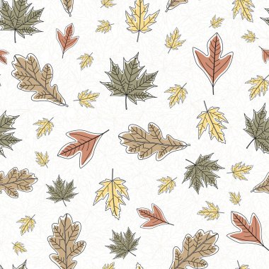 Vektör Sonbahar Sonbahar Yaprakları Turuncu Altın Yeşil Kahverengi Dikişsiz Tekrar Desen