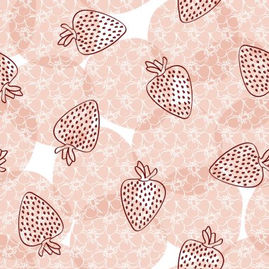 Kırmızı ve Beyaz Arkaplanda Kırmızı ve Beyaz Çilek Örnekleri. Tekstil, kartlar, imalat, duvar kağıtları, baskı, hediye paketi ve yapıştırma kitabı için arkaplan.