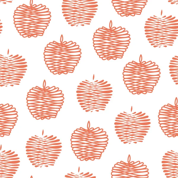 Vector Fruit Red Apples auf weißem Hintergrund Nahtlose Wiederholung Muster. Hintergrund für Textilien, Karten, Fertigung, Tapeten, Druck, Geschenkpapier und Scrapbooking. — Stockvektor