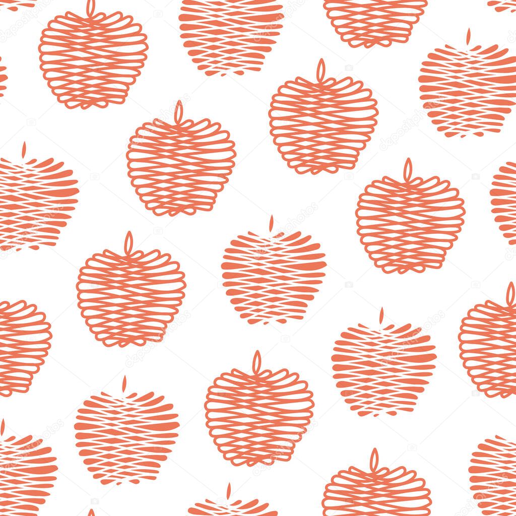 Vector Fruit Red Apples on White Background Seamless Repeat Pattern. Background for textiles, cards, manufacturing, wallpapers, print, gift wrap and scrapbooking.
