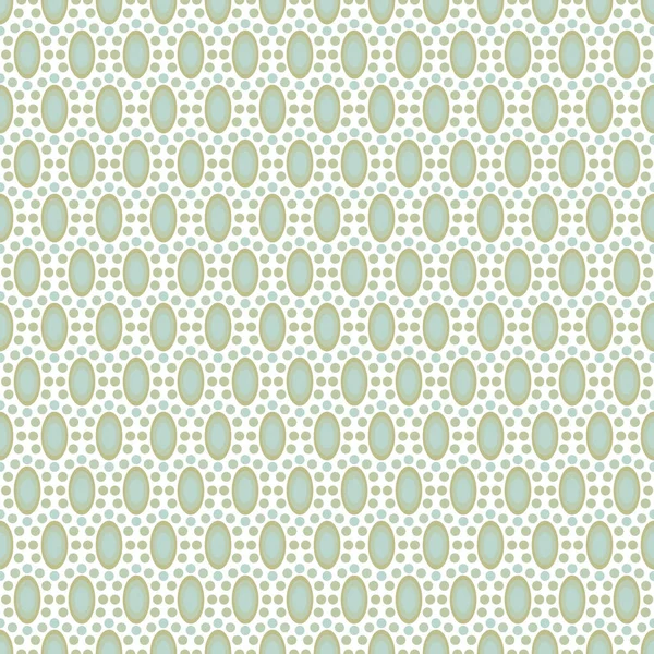 Vecteur vert ovale bleu et cercles sur motif de répétition sans couture blanc. Arrière-plan pour textiles, cartes, fabrication, papiers peints, impression, emballage cadeau et scrapbooking. — Image vectorielle