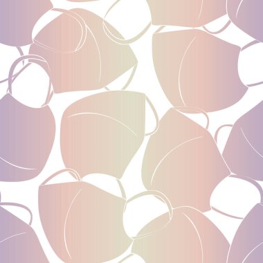 Vektör Covid19 Kupa Tarzı Yüzü Maskeleri Beyaz Arkaplanda Kusursuz Tekrarlama Modeli. Tekstil, kartlar, imalat, duvar kağıtları, baskı, hediye paketi ve yapıştırma kitabı için arkaplan.