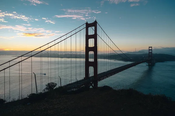 Silhouette Sunrise Golden Gate Bridge Top View Point San Francisco — Stock Photo, Image