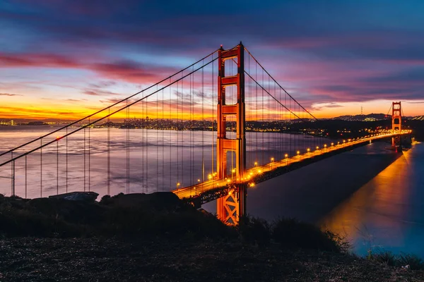 Sunrise Colorful Time Golden Gate Bridge Top View Battery Spencer — Stock Photo, Image