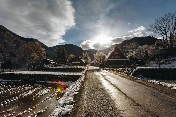 Shirakawa Obec Nachází Prefektuře Gifu Japonsko Jeden Světového Dědictví Unesco — Stock fotografie