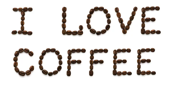 A felirat, amit imádok kávébabból csinálni. — Stock Fotó