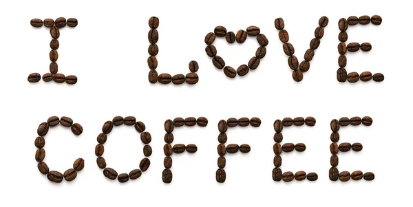 Felirat Amit Imádok Kávébabból Csinálni Fehér Alapon Elszigetelve — Stock Fotó