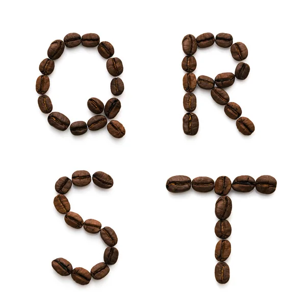 Kahve Çekirdeklerinden Oluşan Alfabe Beyaz Arkaplanda Izole — Stok fotoğraf