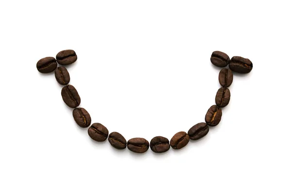 Obraz Uśmiechu Zrobionego Wielu Ziaren Kawy Izolacja Białym Tle — Zdjęcie stockowe