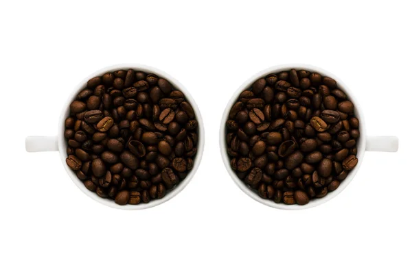 Bild av koppar av många kaffebönor — Stockfoto