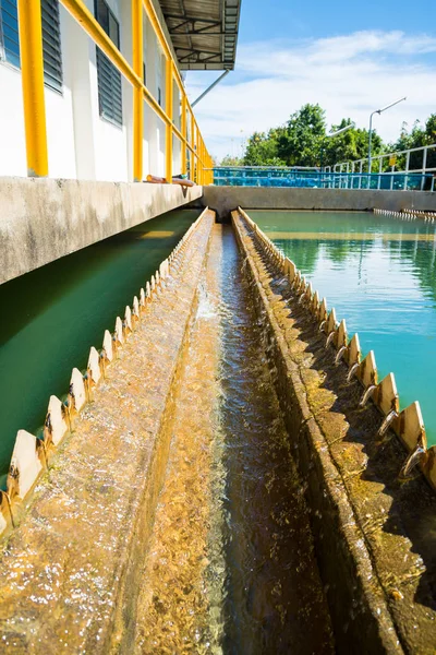 Proceso Tratamiento Aguas Plantas Tratamiento Aguas Las Obras Agua Tailandia — Foto de Stock