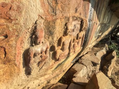Low relief carving at Pha Mor E Dang, Sisaket, Thailand clipart