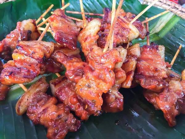 Barbacoa Con Arrosticini Pinchos Típicos Tailandeses —  Fotos de Stock