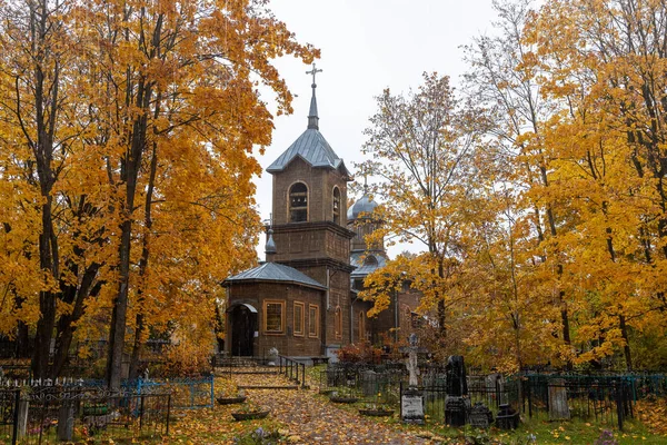 Novorzjev Pskov Regio Houten Kerk Van Geboorte Regen — Stockfoto