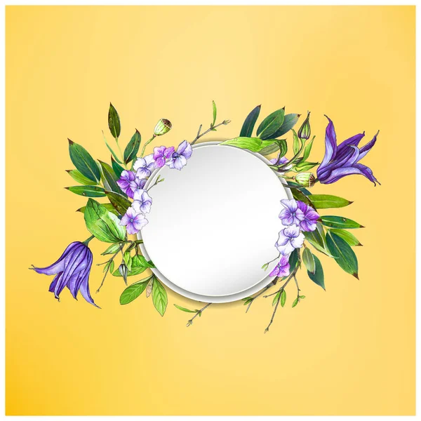 Colorato Sfondo Floreale Con Bellissimi Fiori Fiore Clematide Viola Ortensia — Foto Stock