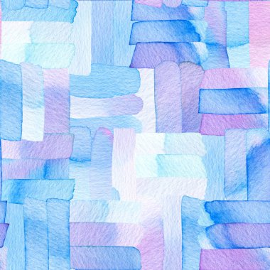 Soyut geometrik figürler ile Seamless modeli. Suluboya çizgi-nokta birleştirme bir mavi ve mor model sorunsuz.