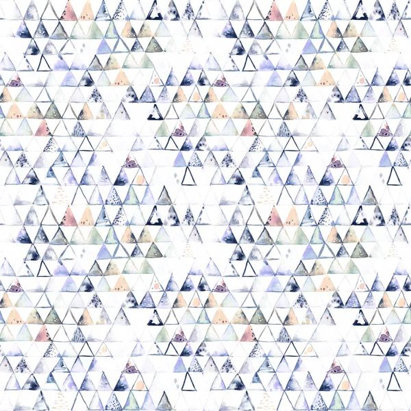 Patrón Sin Costura Con Triángulos Geométricos Abstractos Manchas Acuarela Formas — Foto de Stock