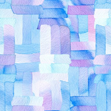 Soyut geometrik figürler ile Seamless modeli. Suluboya çizgi-nokta birleştirme bir mavi ve mor model sorunsuz.