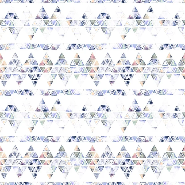 Naadloze Patroon Met Abstracte Geometrische Driehoeken Aquarel Vlekken Vormen Mooie — Stockfoto