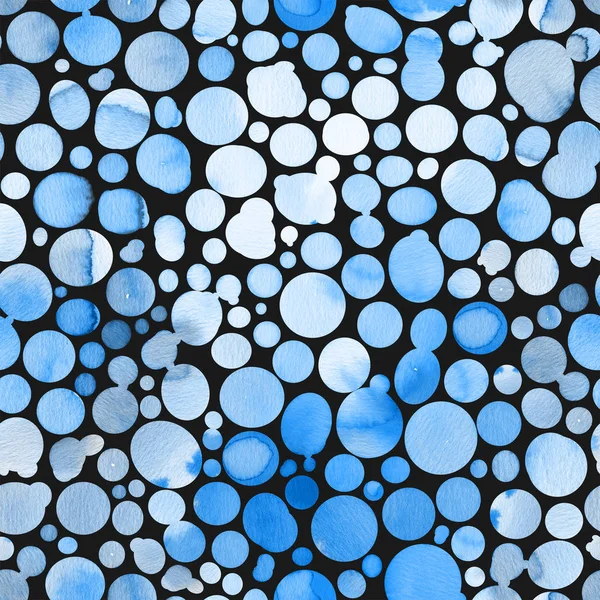 Seamless Mönster Med Abstrakt Skålar Monokrom Blå Färger Akvarell Ställen — Stockfoto
