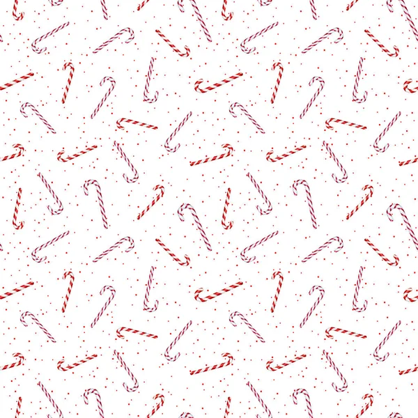 줄무늬 지팡이와 패턴입니다 빨간색과 카라멜입니다 배경에 수채화로 — 스톡 사진