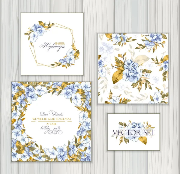 Conjunto Plantillas Vectoriales Para Saludos Invitaciones Boda Patrón Sin Costuras — Vector de stock