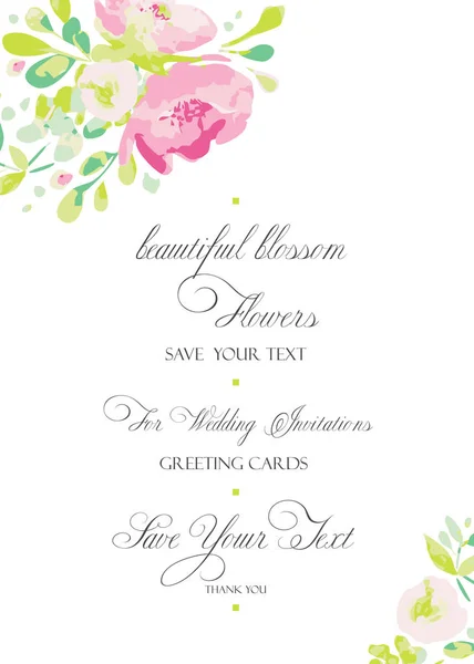 Fond Vectoriel Pour Salutations Invitations Mariage Avec Jolies Fleurs Roses — Image vectorielle