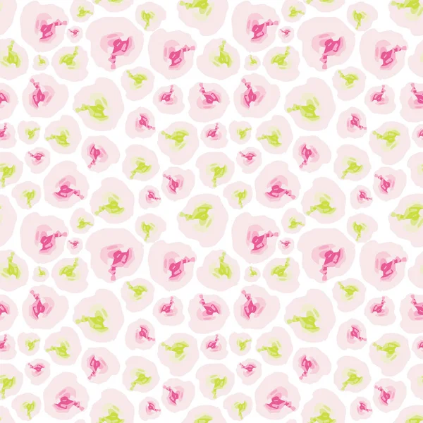 Vektor Nahtlose Muster Abstrakte Cremige Rosa Und Grüne Blüten Illustration — Stockvektor