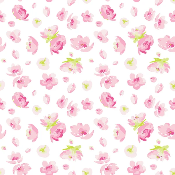 Padrão Sem Costura Vetorial Florescendo Flores Rosa Cremosas Abstratas Fundo — Vetor de Stock