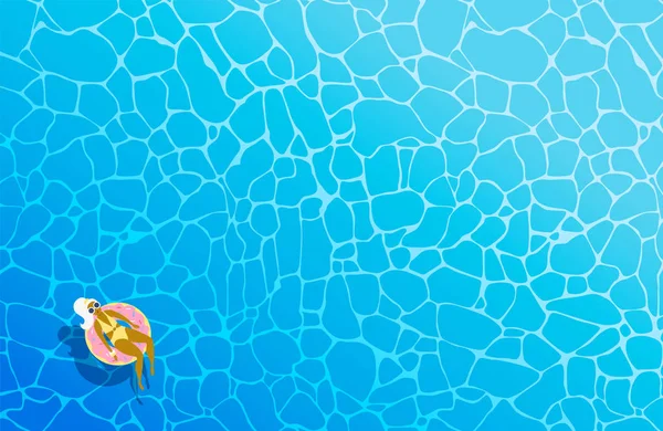 Eine Blonde Frau Gelbem Badeanzug Und Sonnenbrille Schwimmt Auf Einem — Stockvektor