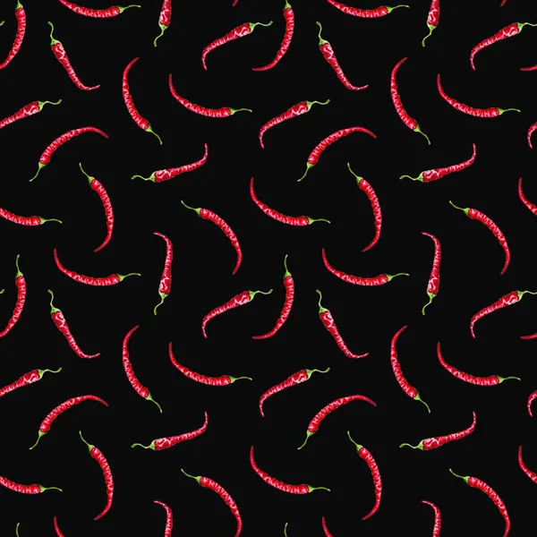Red Chili Peper Ilustração Padrão Sem Costura Aquarela Legumes Pimenta — Fotografia de Stock