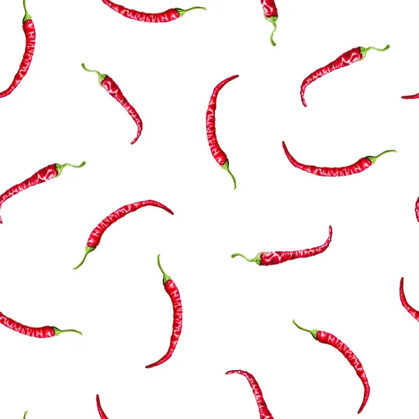 Ilustrasi Cabai Merah Warna Air Pola Yang Mulus Sayuran Cabe — Stok Foto