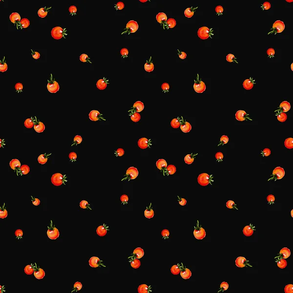 Tomates Cereja Ilustração Padrão Sem Costura Aquarela Legumes Tomate Cereja — Fotografia de Stock