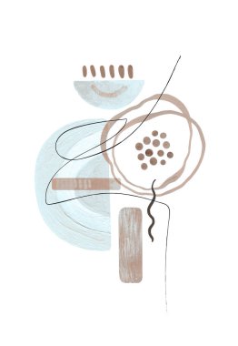 Soyut Boho Şekilleri Yazdırma. Modern minimalist sanat. Boho grafik tasarımı. Nötr gri pastel renkler. 