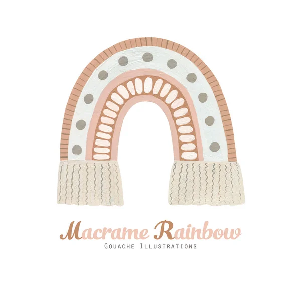 Arte Bonito Arco Íris Pastel Estilo Macrame Guarnição Borla Gouache — Fotografia de Stock