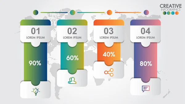 Infographic Modern Ontwerp Vector Template Voor Business Percentage Met Stappen — Stockvector