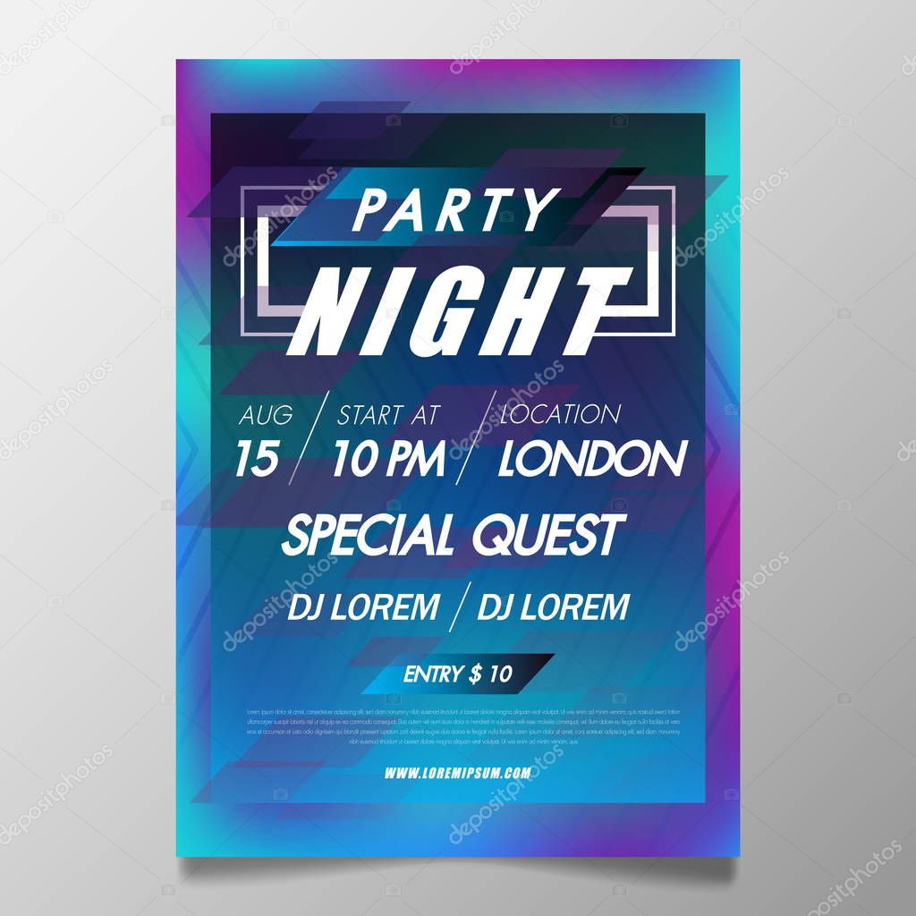 Music festival poster template night club party flyer with background