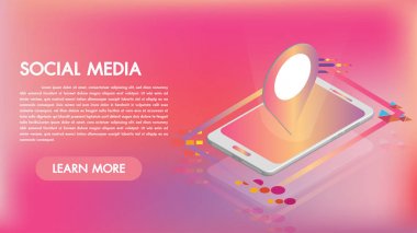 Bir akıllı telefon 3d isometrik simgeleri sosyal medya uygulamaları. Mobil uygulamalar akıllı teknoloji. Mobil, Dekor, Uygulama için düzenlendi. Web tasarımı, afiş ve sunum için mükemmel.