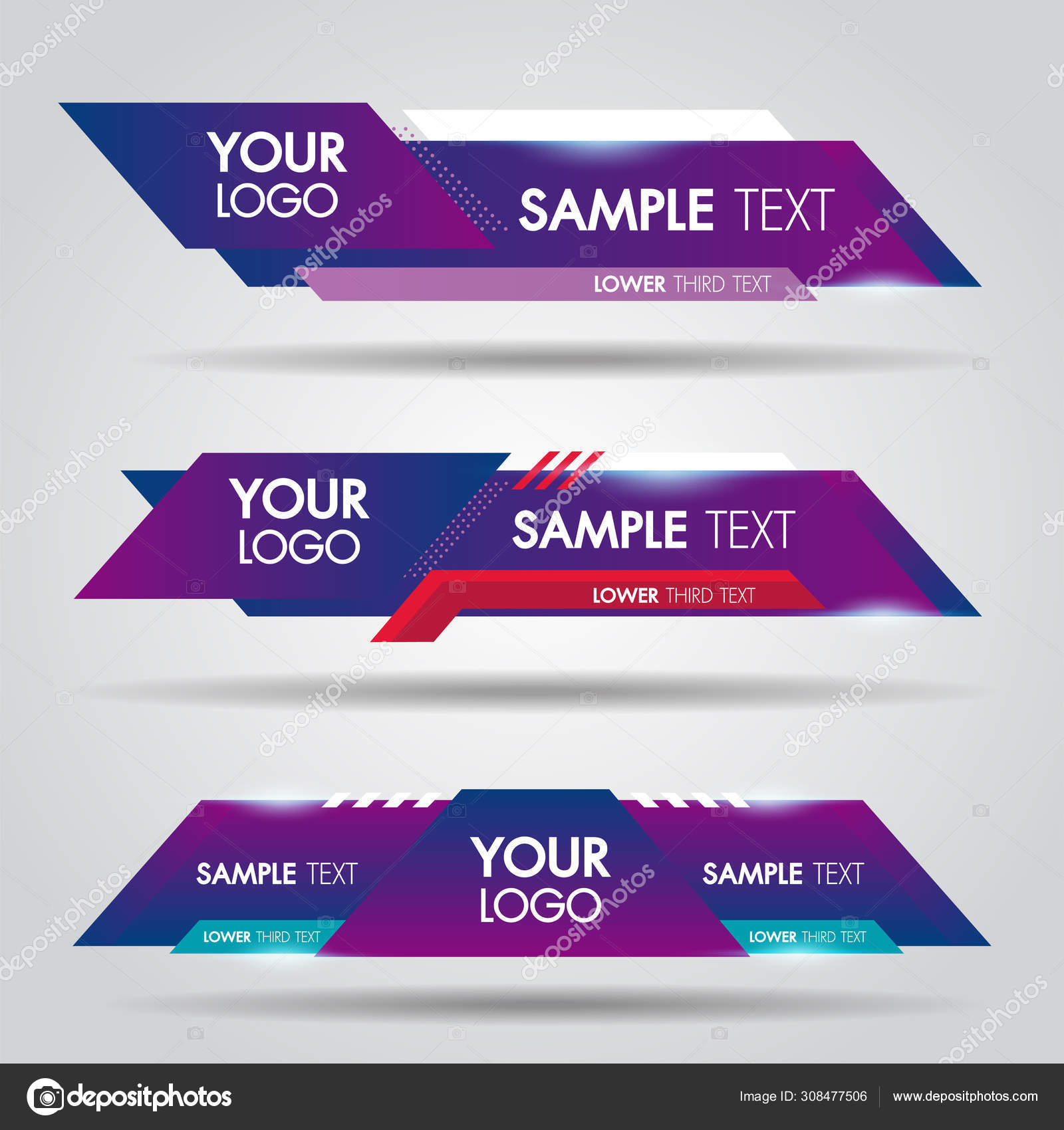Lower Third White Colorful Design Template Modern Contemporary Set Banners  Stock Vector Image by ©Zeedoherty #308477506