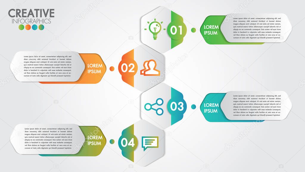 Infographic modern design vector template for business with 4 steps or options illustrate a strategy. Can be used for workflow layout, diagram, annual report, web design, team work.