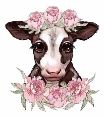 beyaz bir arka plan üzerinde sevimli, çiftlik hayvanı, bir T-shirt baskı, elle çizilmiş illüstrasyon, çocuklar için dekor, bebek giysileri, bebek ürünleri, poster, duvar kağıdı, kartpostal. Kes hayvan 