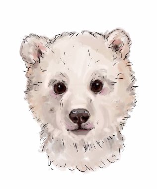 sevimli çocuk illüstrasyon, beyaz ayı , en iyi t-shirt baskılar. vahşi hayvanlar baskı