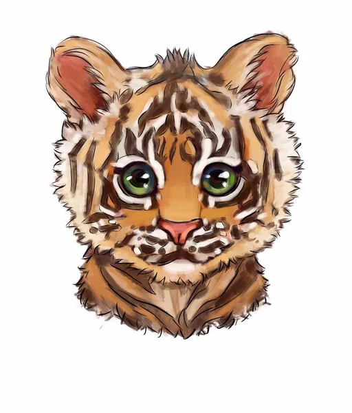 Cute Tiger Illustration Isolated White Background Shirt Print Card Tiger — Stock Photo, Image