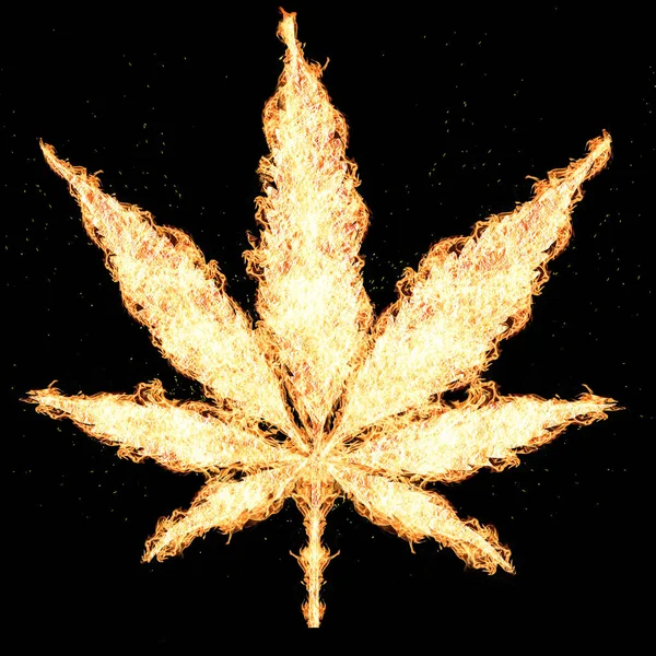 Fire cannabis leaves isolated on white background Growing medical marijuana cbd — Stock Photo, Image