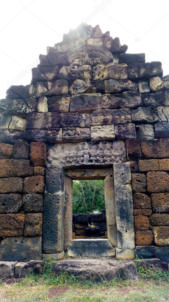 Ancient stone castle temple (Prang ku) 