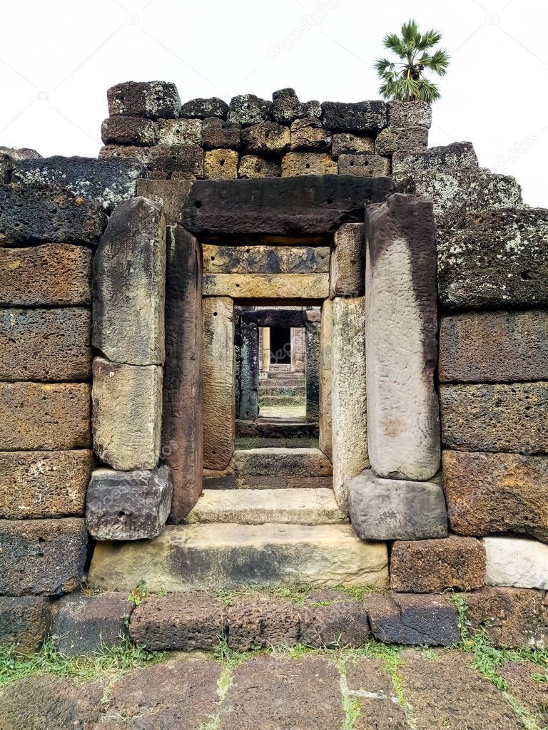 Ancient stone castle temple (Prang ku) 