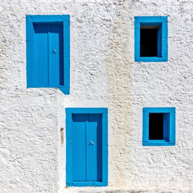 Kos Adası, Yunanistan'bina geleneksel mavi ve beyaz renkler
